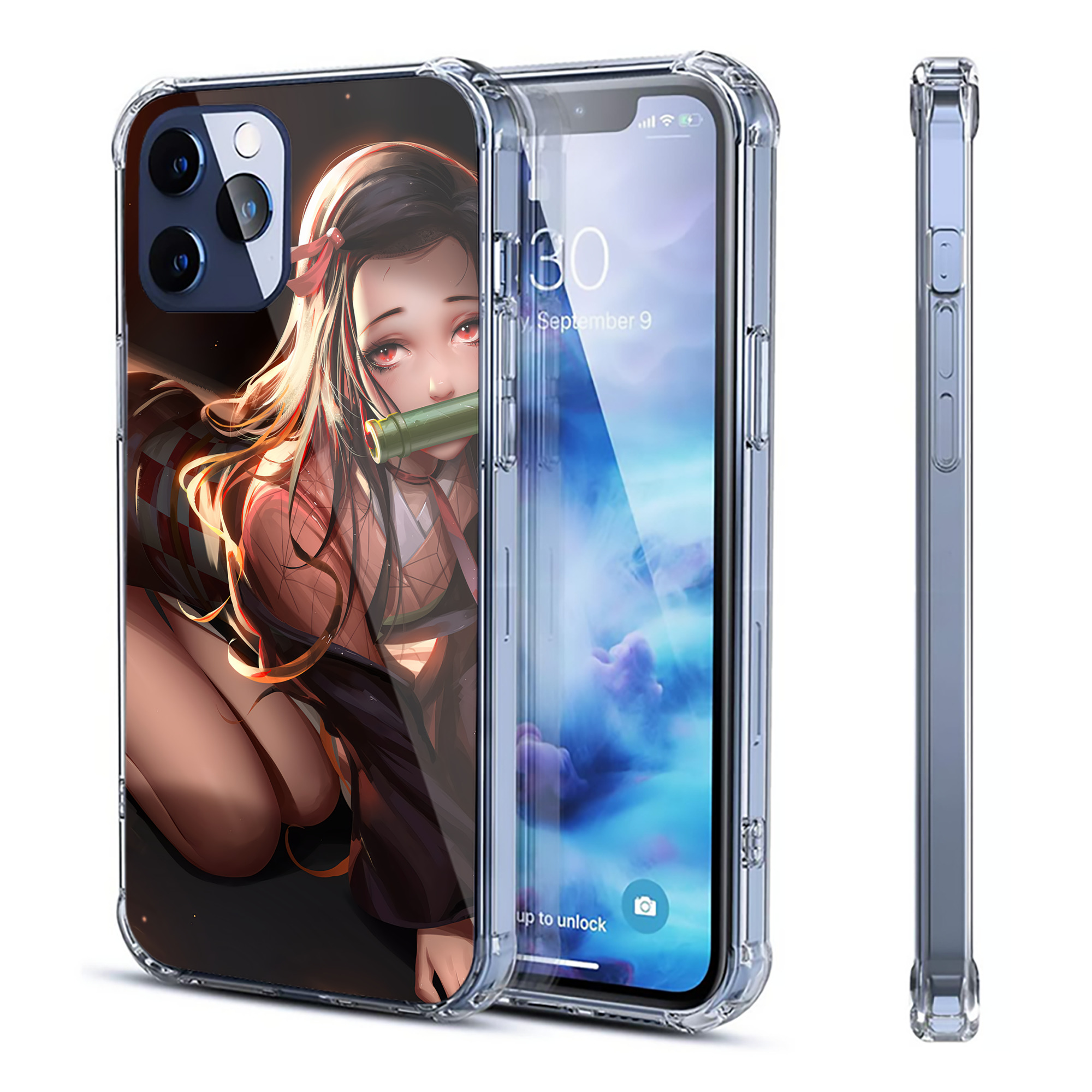 （画像用） 鬼滅の刃（きめつのやいば）竈門 禰󠄀豆子／かまど ねずこ Kamado Nezuko 【iPhone 12シリーズ対応】透明スマホケース（クリアソフトケース）